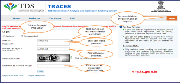 Login to TRACES website with your User ID Password