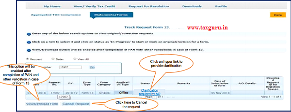 Request for Nil/Lower Deduction/Collection Certificate (Form 13