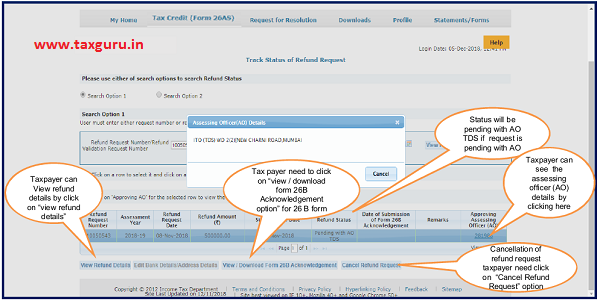 Status will pending with AO TDS if request is pending with AO