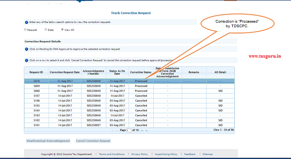Procedure for Online Second time Correction in Form 26QB on TRACES
