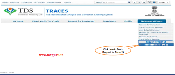 Step 3 (Contd.) Go to “ Track Request Form-13