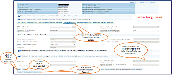 Step 6 (Contd.) Select “Seller Details” Tab to update respective details