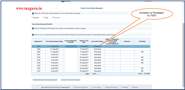 Step 6 Final Correction status will be “Processed”.