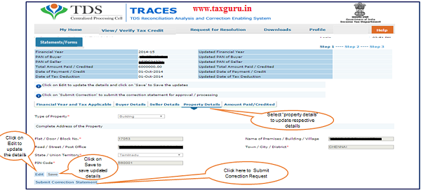 Step 6(Contd.) Select “Property Details” to update Property Address details