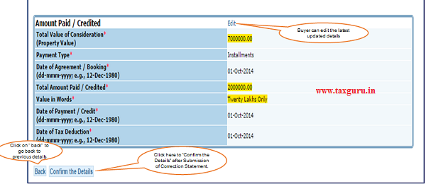 Step 8 (Contd.) Screen will display to “Confirm the details”