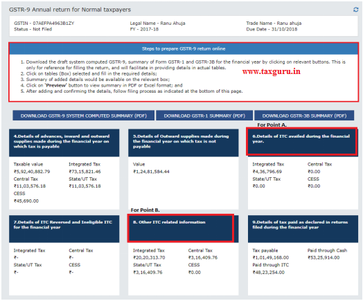 Table 8C of GSTR-9