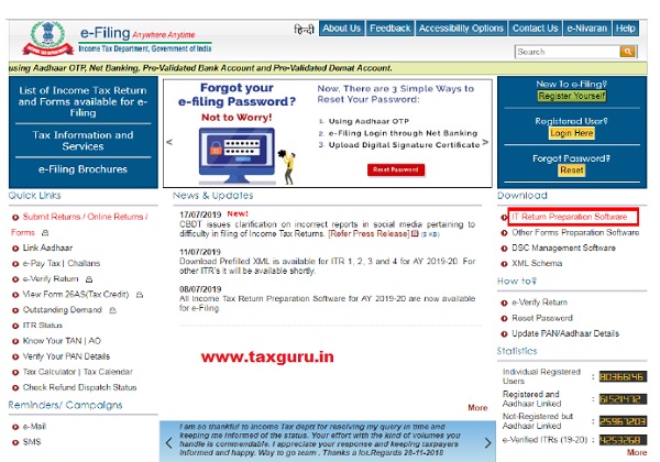 download and extract an ITR excel utility