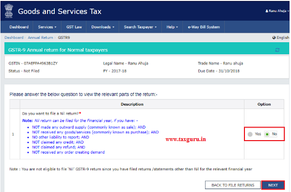 file Nil Form GSTR-9