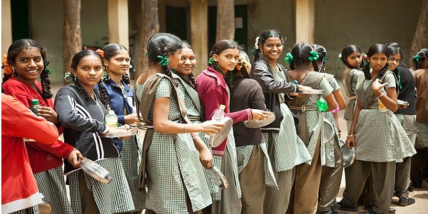 school children happy food smile