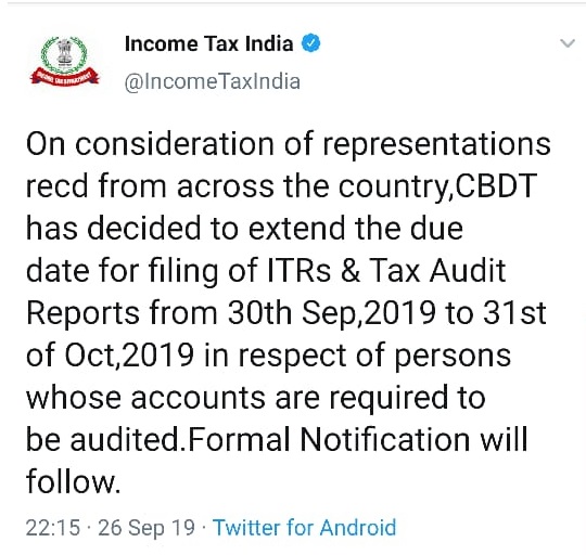 Date Extension Income Tax