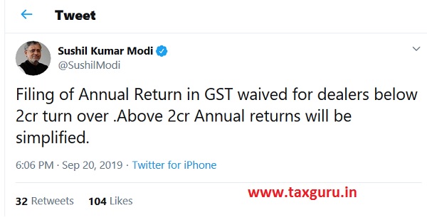 GST Return waived