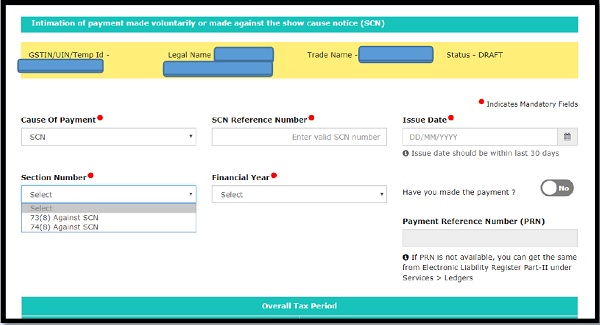 Illustration 2 SCN Select appropriate section and FY