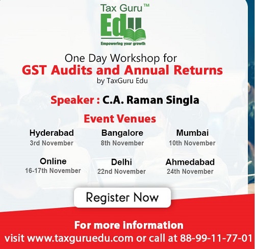 Starting today – Online Workshop on GST Audit & Reconciliation Statement