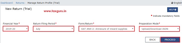 Online Upload and Download of Form GST ANX-2 JSON File Image 2