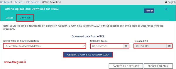 Online Upload and Download of Form GST ANX-2 JSON File Image 8