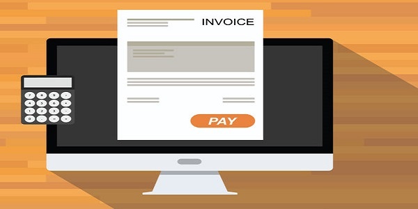 E-Invoice Electronic Invoice online digital invoices calculator document computer flat shadow