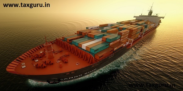 CG Aerial shot of container ship in ocean. Ocean Fright