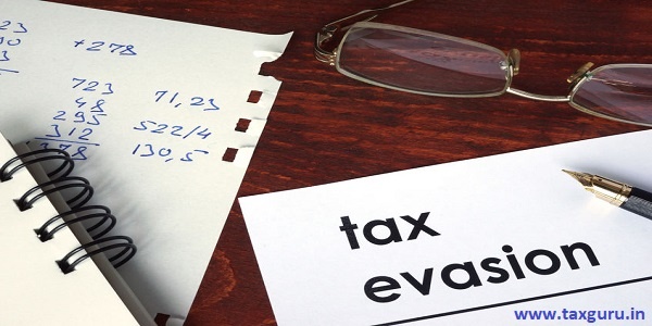 Tax evasion written on a paper. Financial concept.