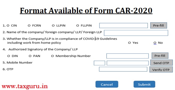 Format Available of Form CAR-2020