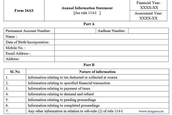 CBDT notifies new Form 26AS [Annual Information Statement]