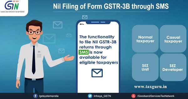 Nil Filling of Form GSTR-3B through SMS