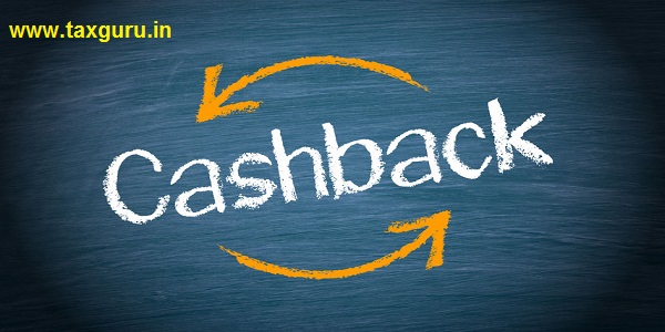 Cashback Service - text with arrows on blue background