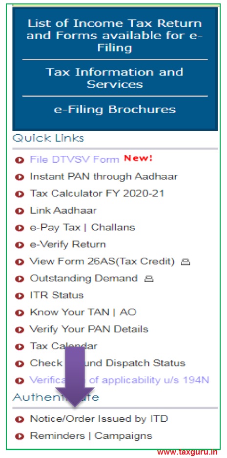 Listr of Income Tax Return & Form available for E-Filing