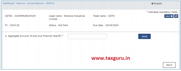 Form GSTR-4 Annual Return page is displayed