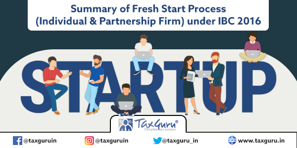 Summary of Fresh Start Process (Individual & Partnership Firm) under IBC 2016