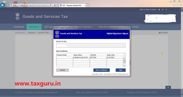 Emsigner Error in GST Portal- Resolution