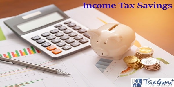 Income tax saving -Piggy bank and coins for saving money with business stuff