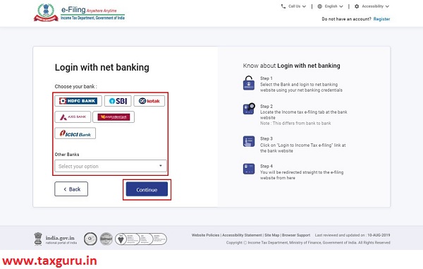  Login with Net Banking