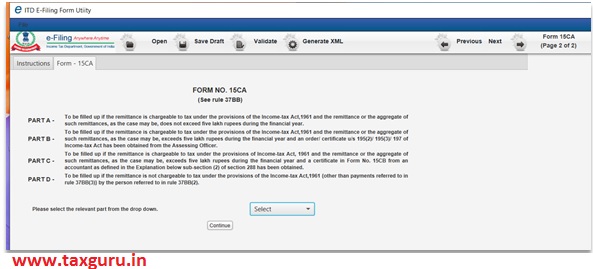 shall furnish form 15CA