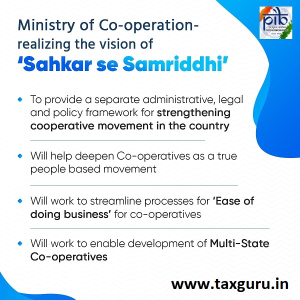 Ministry of Co-operation-realizing the vision of 'Sahkar se Samriddhi'