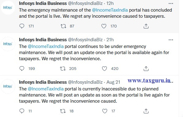 Infosys Tweets on New Income Tax e-filing Portal