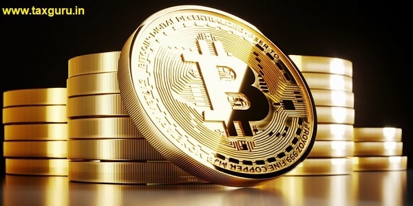 Bitcoin golden coin with gold