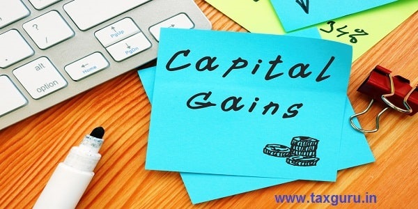 Business concept about Capital Gains with sign on the page