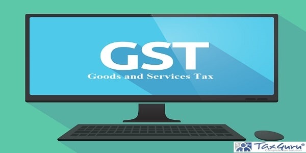 Illustration of a long shadow personal computer with the Goods and Service Tax acronym GST