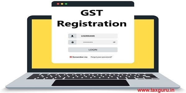 Laptop with login and password form page on screen, GST (Goods and Services Tax) registration page