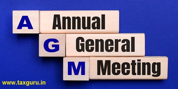 On a bright blue background, light wooden blocks and cubes with the text AGM Annual General Meeting