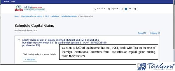 Reporting of Capital Gain on Sale of Equity – ITR 2 Image 4