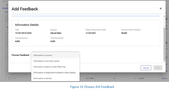 Figure 15 Choose AIS Feedback