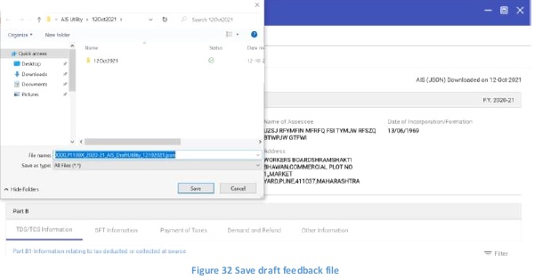 Figure 32 Save draft feedback file