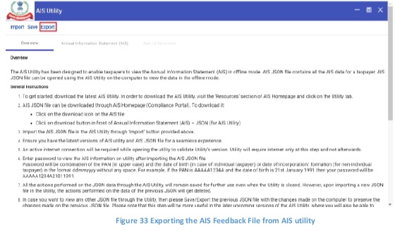 Figure 33 Exporting the AIS Feedback File from AIS utility