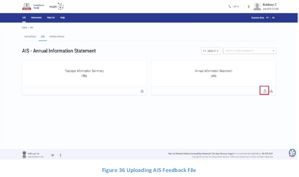 Figure 36 Uploading AIS Feedback File