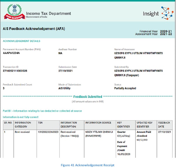 Figure 41 Acknowledgement Receipt