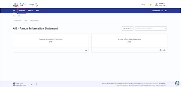 Figure 9 e-Filing profile page