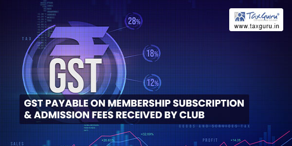 GST payable on membership subscription & admission fees received by Club