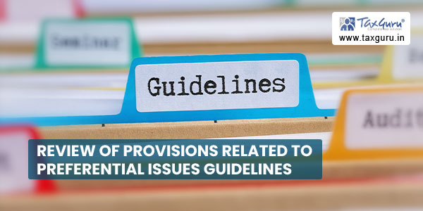 Review of provisions related to Preferential Issues Guidelines