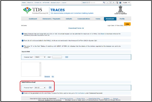 To generate TDS Certificate in bulk